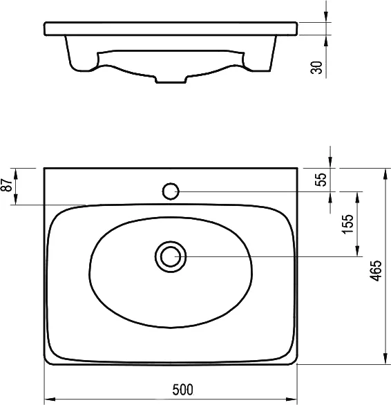 Раковина мебельная Ravak Balance 50 см белая XJX01250000 (детальная фотография), в наличии