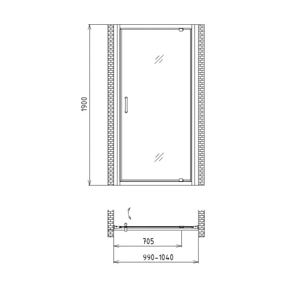 Душевая дверь Gemy Sunny Bay 100 S28160 (детальная фотография), современные, hi-tech