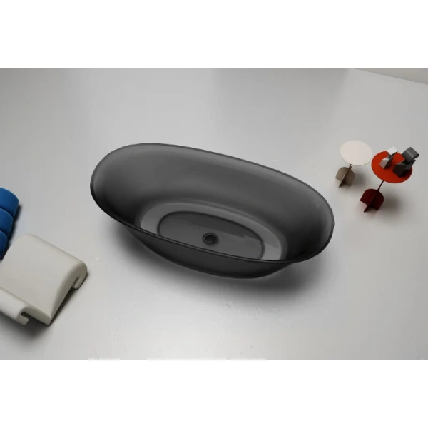 Ванна из полиэфирной смолы Abber Kristall 170x75 см черная AT9707Onyx (детальная фотография), овальные