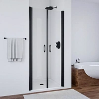 Душевая дверь профиль черный глянцевый стекло шиншилла Vegas-glass