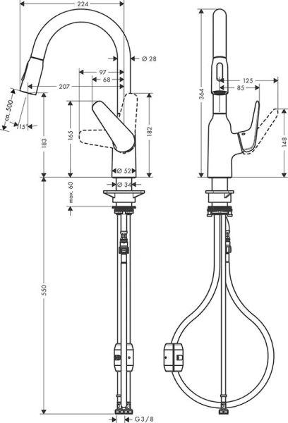 Смеситель для кухни Hansgrohe Focus M42 сталь 71801800 (детальная фотография), для кухни