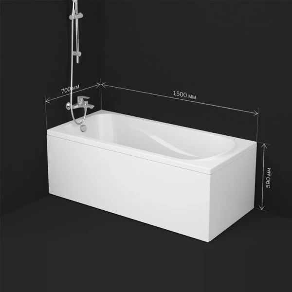 Ванна акриловая Am.Pm Sense 150х70 см белая W76A-150-070W-A (детальная фотография), современныe, hi-tech