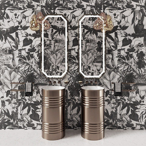 Раковина напольная Kerasan Artwork Barrel белый/платина 4742K44 (детальная фотография), другие