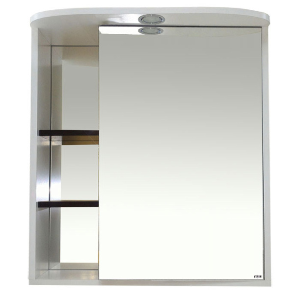 Зеркальный шкаф, зеркало справа, полочки слева, цвет белый/чёрный, Misty Венера П-ВНР04070-25СВП (детальная фотография)