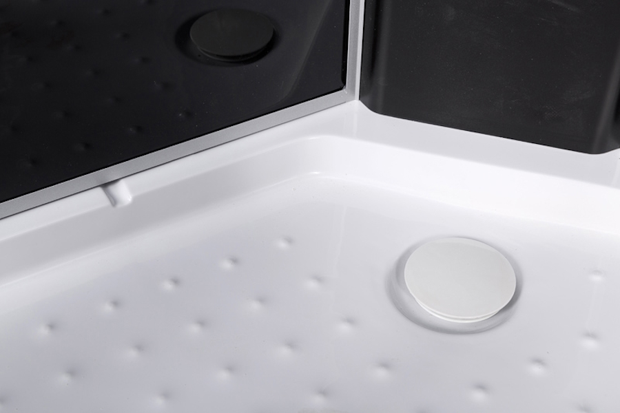 Душевая кабина Deto L 90x90 см с освещением L809ELBLACK (детальная фотография), со стеклянными задними стенками