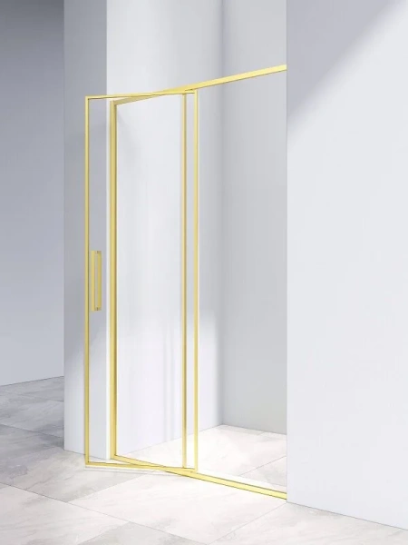 Душевая дверь в нишу Vincea Slim 120 см профиль золото стекло прозрачное VDP-4SL120CLG (детальная фотография), распашные