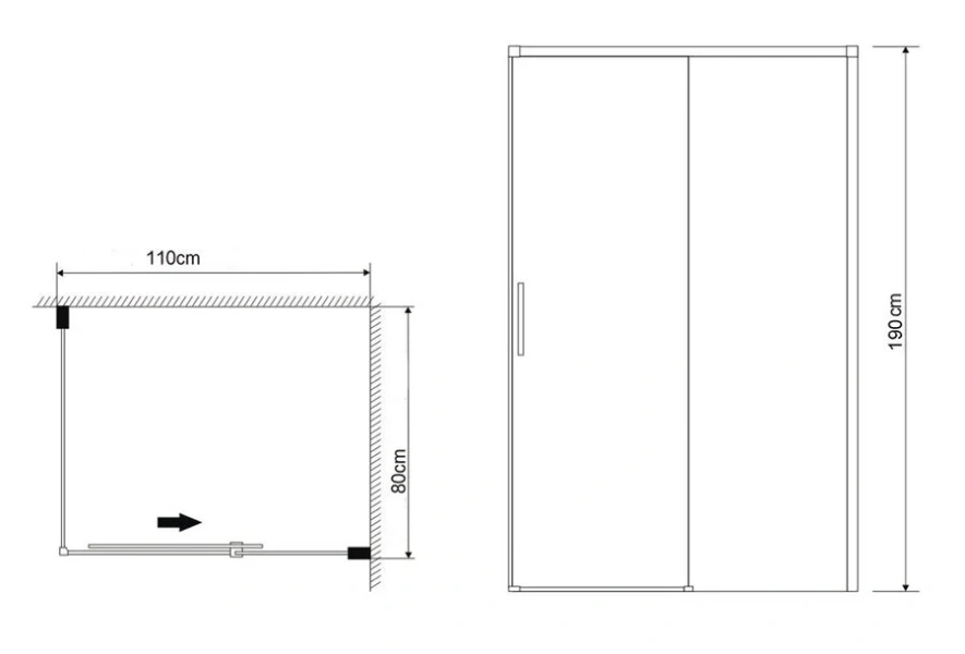 Душевой уголок Grossman Fly 110x80 см профиль хром GR-D110-P80Fl1 (детальная фотография), прямоугольные