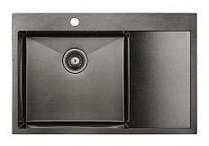 Мойка для кухни Paulmark Atlan 78 см вороненая сталь, левая