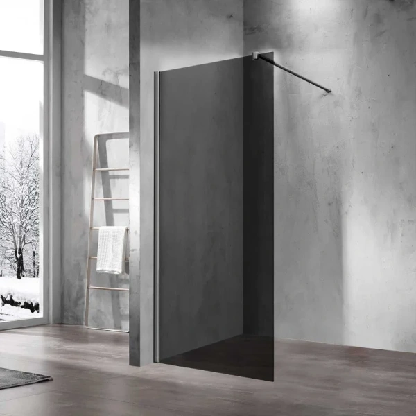 Душевая перегородка Vincea Walk-In 110 см профиль вороненая сталь стекло тонированное VSW-1H110CGGM (детальная фотография)