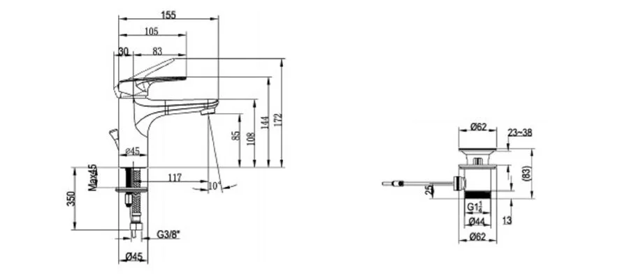 Смеситель для раковины Villeroy & Boch O.novo Start хром TVW10510111061 (детальная фотография), для раковины