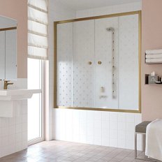 Душевая шторка на ванную профиль бронза стекло флёр-де-лис Vegas-glass