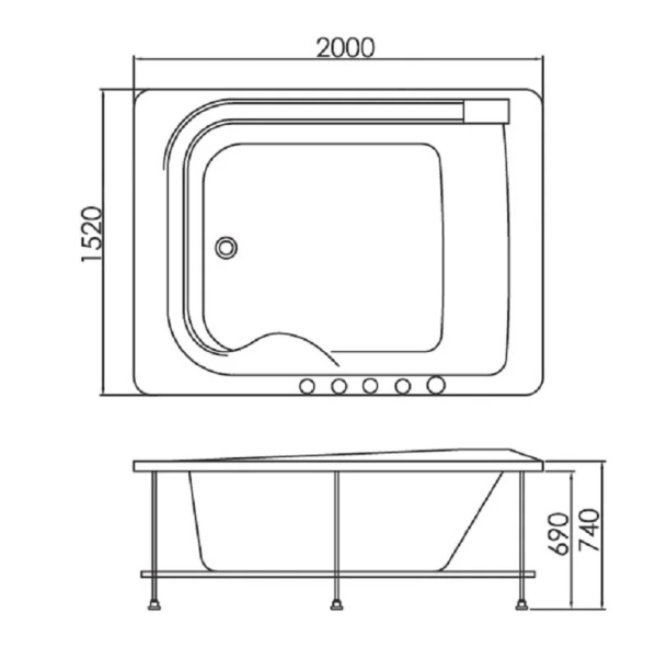 Акриловая ванна Gemy G9265 K 200х152 см (детальная фотография), современныe, hi-tech