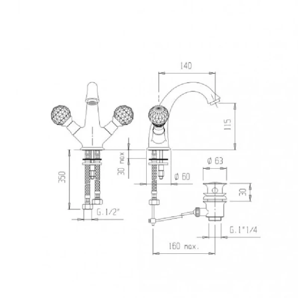 Смеситель для раковины Cezares Lord хром LORD-LS1-01 (детальная фотография), для раковины