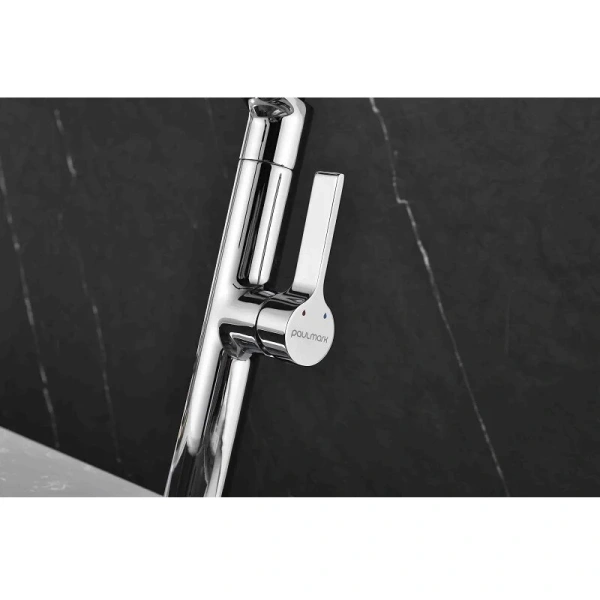Смеситель для кухни Paulmark Barrel хром Ba214029-CR (детальная фотография), хром, черные, комбинированные