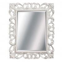 Зеркало прямоугольное с фацетом, цвет белый глянец с серебром, Tessoro Isabella 75