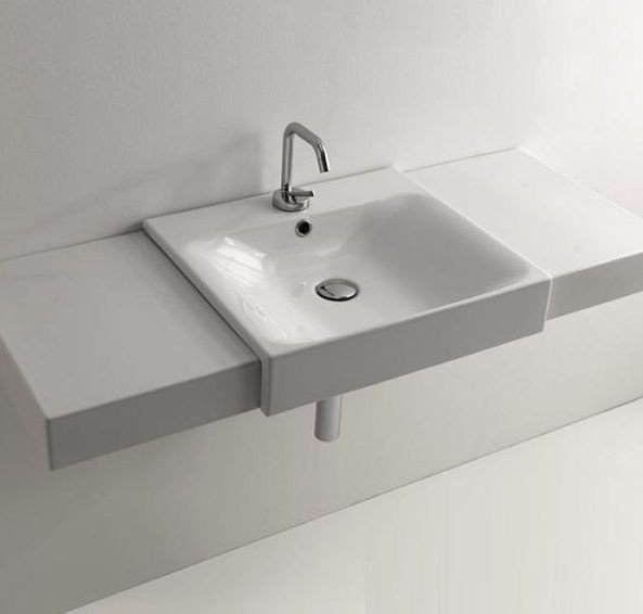 Раковина полувстраиваемая с одним отверстием под смеситель Kerasan Cento 3546bi*1 (детальная фотография), встраиваемые (в столешницу), накладные (на столешницу)