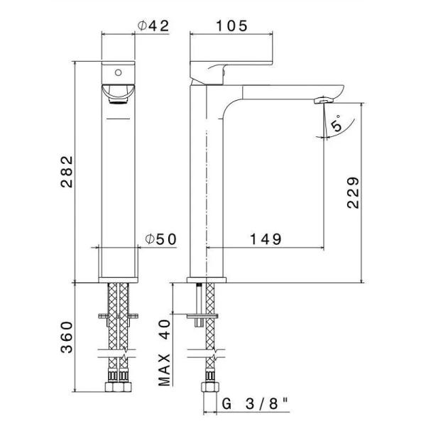 Смеситель для раковины Kerama Marazzi Piano хром 69315KM.21.018 (детальная фотография), для раковины