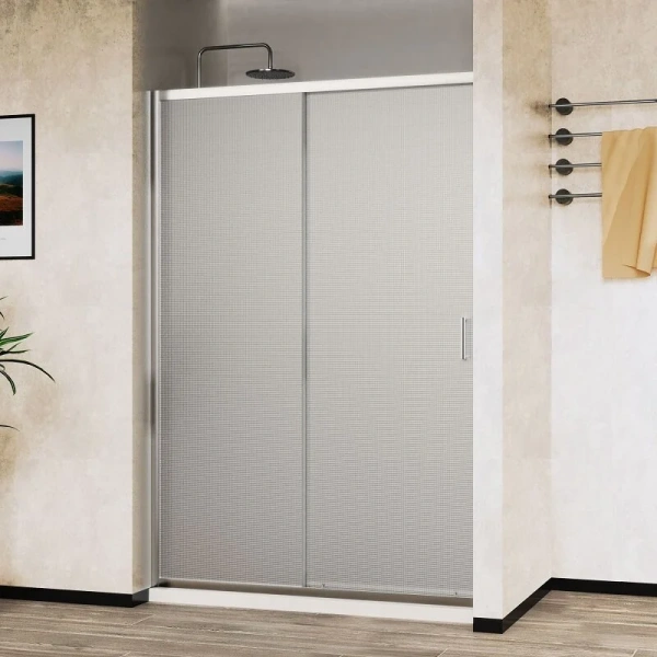 Душевая дверь в нишу Vincea City 110 см профиль хром, стекло текстурное VDS-5CT110MT (детальная фотография), хром