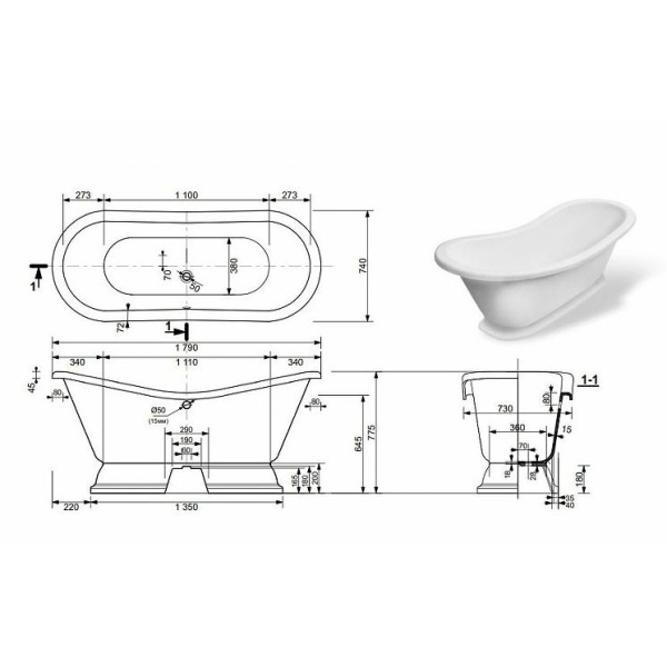 Схема (детальная фотография), без гидромассажа, большие, глубокие