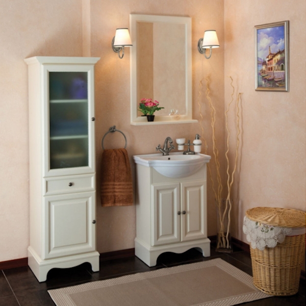 Пенал для ванной, петли слева, цвет слоновая кость матовый, фурнитура состареное серебро, La Beaute Michel CMI.Sx.AVO.O.CR (детальная фотография), по запросу