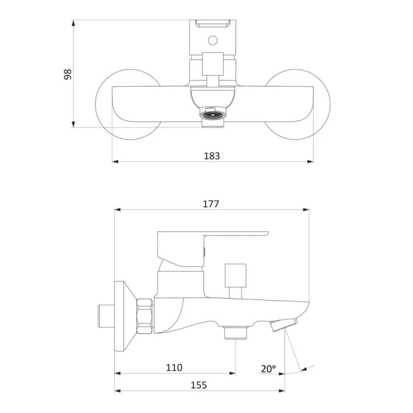 Смеситель для ванны RedBlu by Damixa Origin Elegance 841000000 (детальная фотография), для ванны