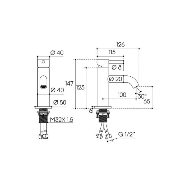 Смеситель для раковины Aqueduto CANO хром CAN0100 (детальная фотография), для раковины