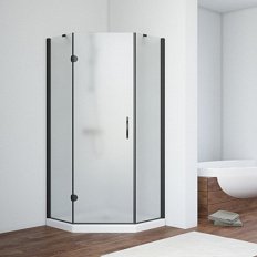 Душевой уголок профиль черный глянцевый стекло шиншилла Vegas-glass