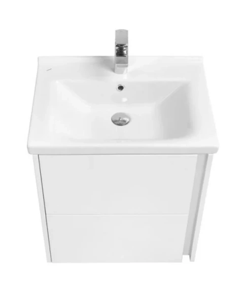 Тумба с раковиной Акватон Стоун 1A231401SX 60 см с двумя выдвижными ящиками (детальная фотография), подвесная, напольная, пристенная