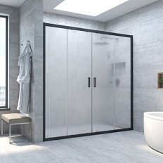 Душевая дверь профиль черный глянцевый стекло сатин Vegas-glass