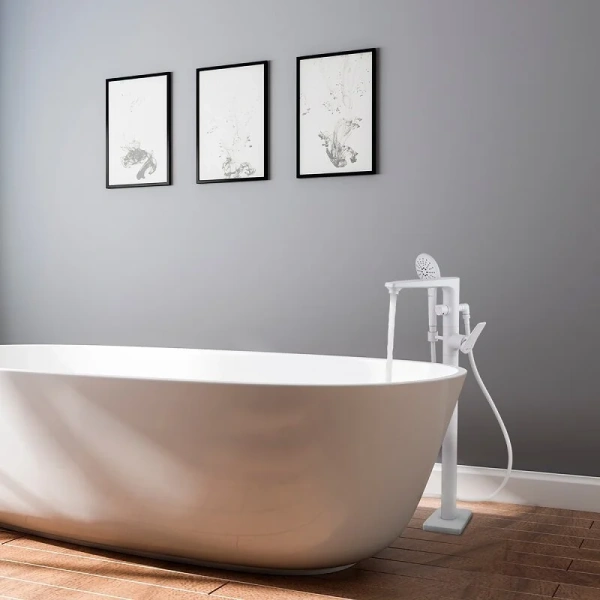 Смеситель для ванны Lemark Bronx белый матовый LM3744MW (детальная фотография), современные, hi-tech