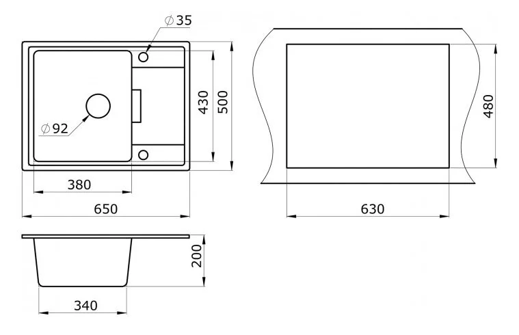 Мойка для кухни Paulmark Weimar 65 см серый металлик PM216550-GRM (детальная фотография), врезные