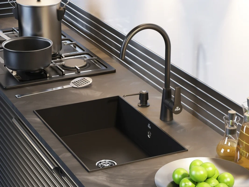 Смеситель для кухни Paulmark Holstein антрацит Ho212065-401 (детальная фотография), для кухни