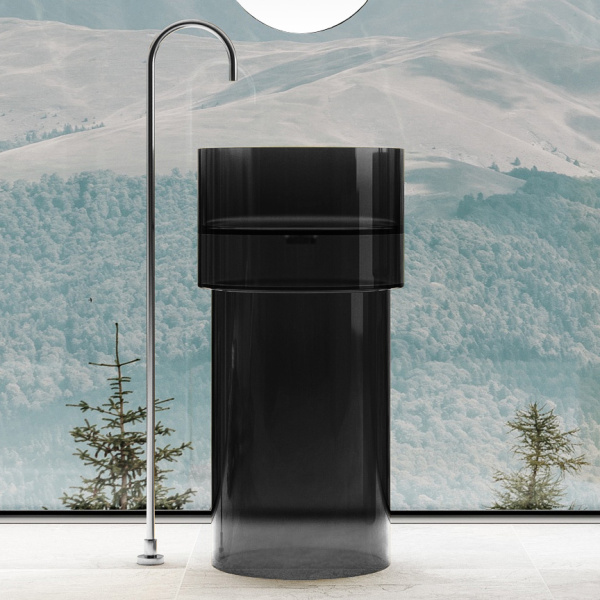 Раковина напольная Abber Kristall 45 см черная AT2701Onyx (детальная фотография), современные, hi-tech