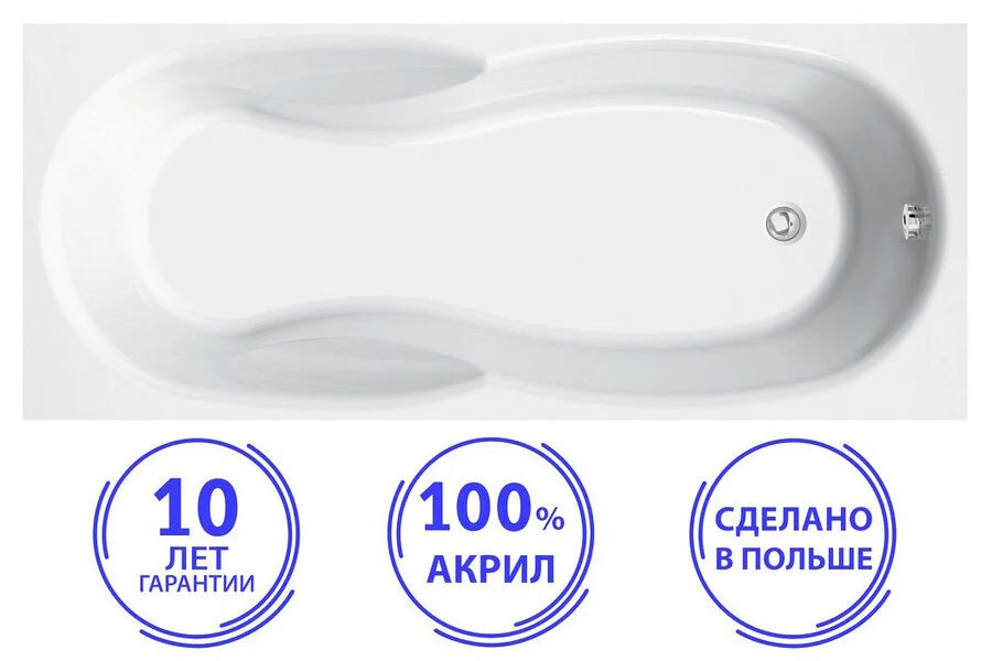 Акриловая ванна C-Bath Vesta CBQ005005 170 х 70 см, белая (детальная фотография), 170x70 см