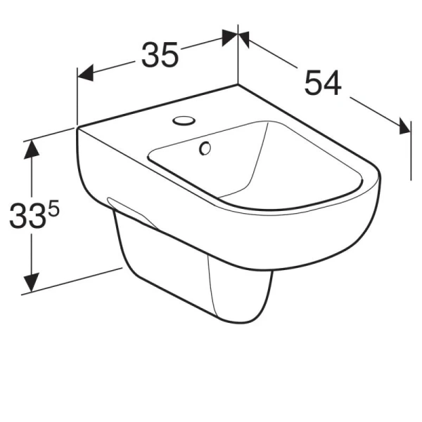 Биде подвесное Geberit Smyle с горизонтальным выпуском 500.216.01.1 (детальная фотография), прямоугольной формы