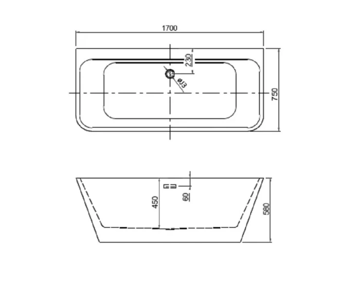 Ванна акриловая Акватек Тера 170x78 см отдельностоящая AQ-128778WT (детальная фотография), акриловые