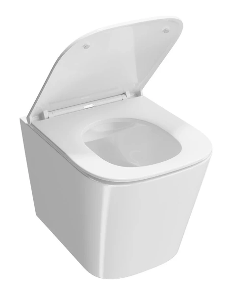 Унитаз подвесной Kerama Marazzi Cubo безободковый CU.wc.02 (детальная фотография), безободковые, сиденье с микролифтом 