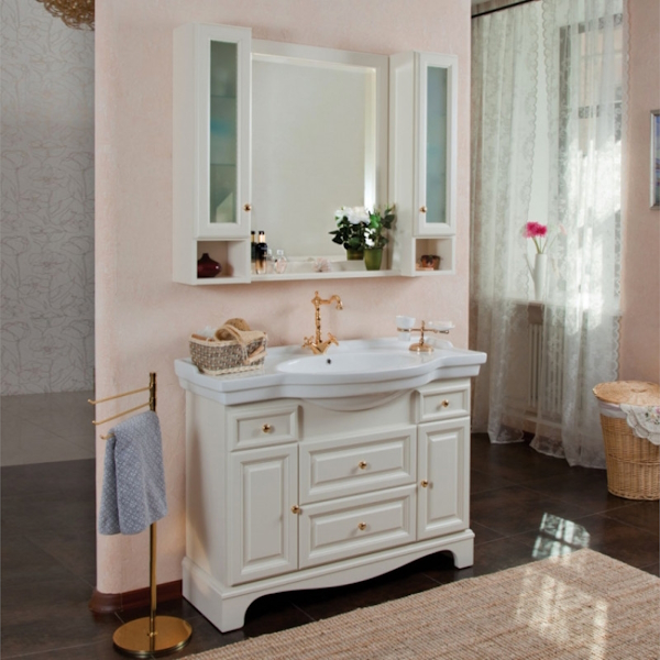 Раковина-консоль керамическая, цвет белый, 1 отв. под смес., с кольцом перелива цвета хром, La Beaute Michel LA83120 (детальная фотография), по запросу