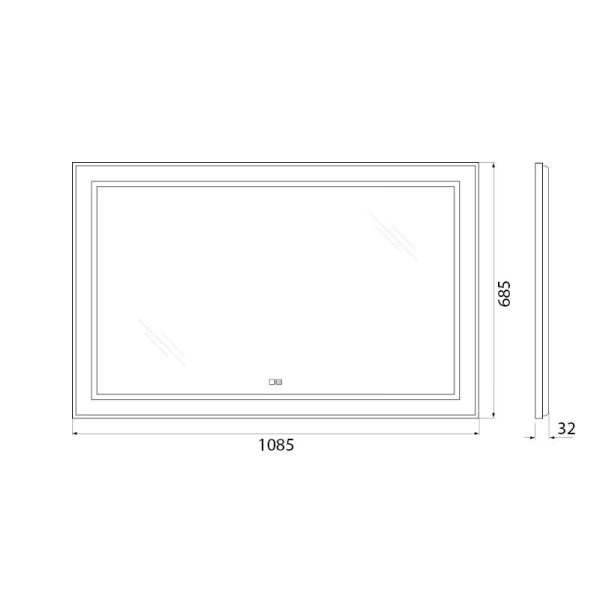 Зеркало с подсветкой BelBagno Kraft 110 см черное SPC-KRAFT-1085-685-TCH-WARM-NERO (детальная фотография) index_1