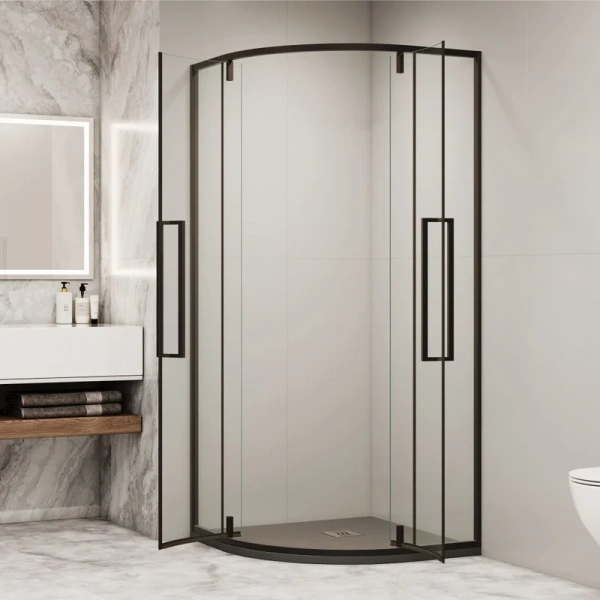 Душевой уголок RGW Stilvoll SV-53B 80х80 см профиль черный 06325388-14 (детальная фотография), полукруглые, четверть круга