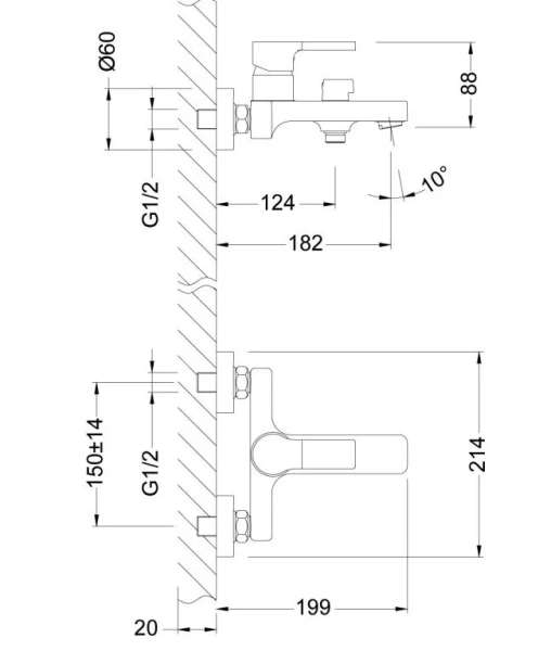 Смеситель для ванны Lemark Aura LM0614C (детальная фотография), для ванны