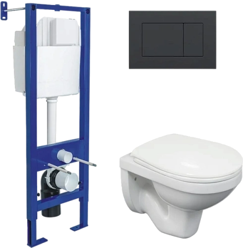 Унитаз с инсталляцией Berges Gamma клавиша черная SoftTouch - фото 1