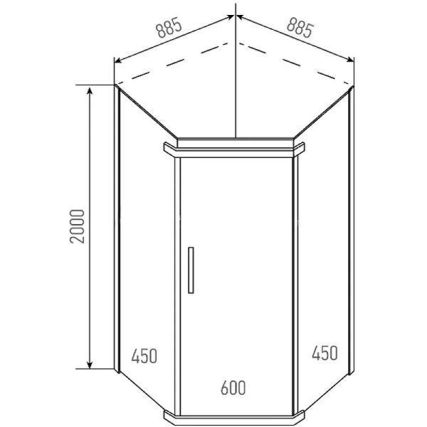 Душевой уголок Erlit Comfort 88х88 см стекло тонированное ER10109V-C4 (детальная фотография), многоугольные
