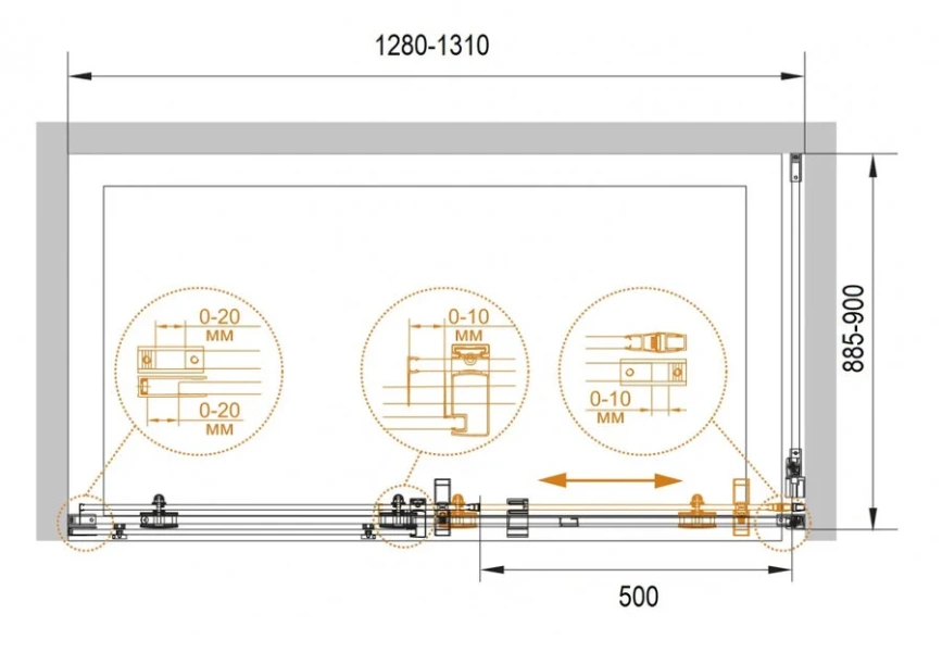 Душевой уголок Cezares Stylus M 130х90 см профиль хром STYLUS-O-M-AH-1-130/90-C-Cr (детальная фотография), прямоугольные