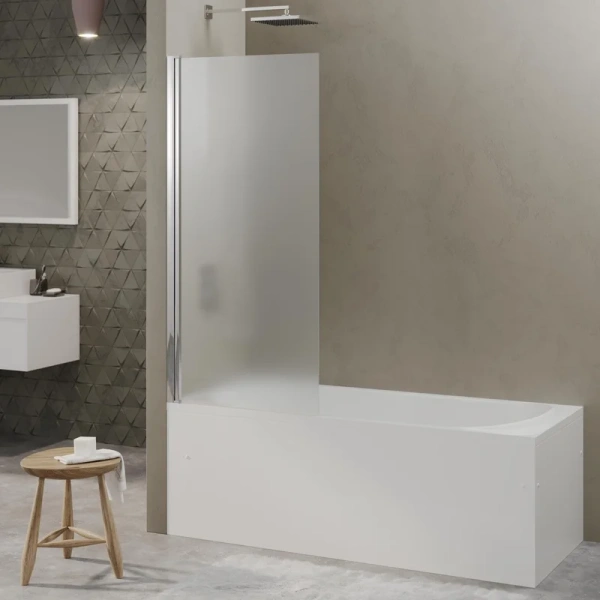 Шторка для ванны Berges River S 90х145 см матовое стекло, профиль хром 065020 (детальная фотография), недорогие