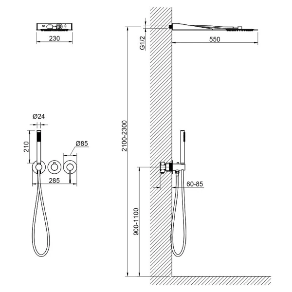 Душевой комплект Timo Saona черное золото SX-2340/18SM (детальная фотография), комплекты