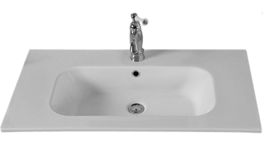 Раковина-консоль, 1 отверстие под смеситель, с кольцом перелива в цвете хром, La Beaute Cornelia CON86B1 (детальная фотография)