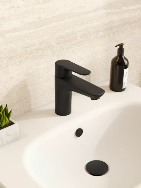 Смеситель для раковины VitrA Root Round матовый черный A4270636EXP (детальная фотография), черные