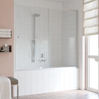 Душевая шторка на ванную профиль матовый хром стекло прозрачное Vegas-glass