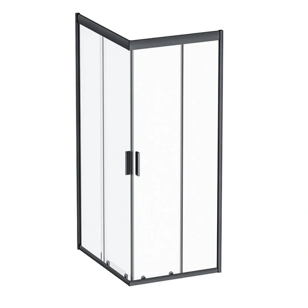 Душевой уголок Am.Pm Gem S 100x80 см профиль черный матовый, стекло прозрачное W93G-404-100280-BT (детальная фотография)